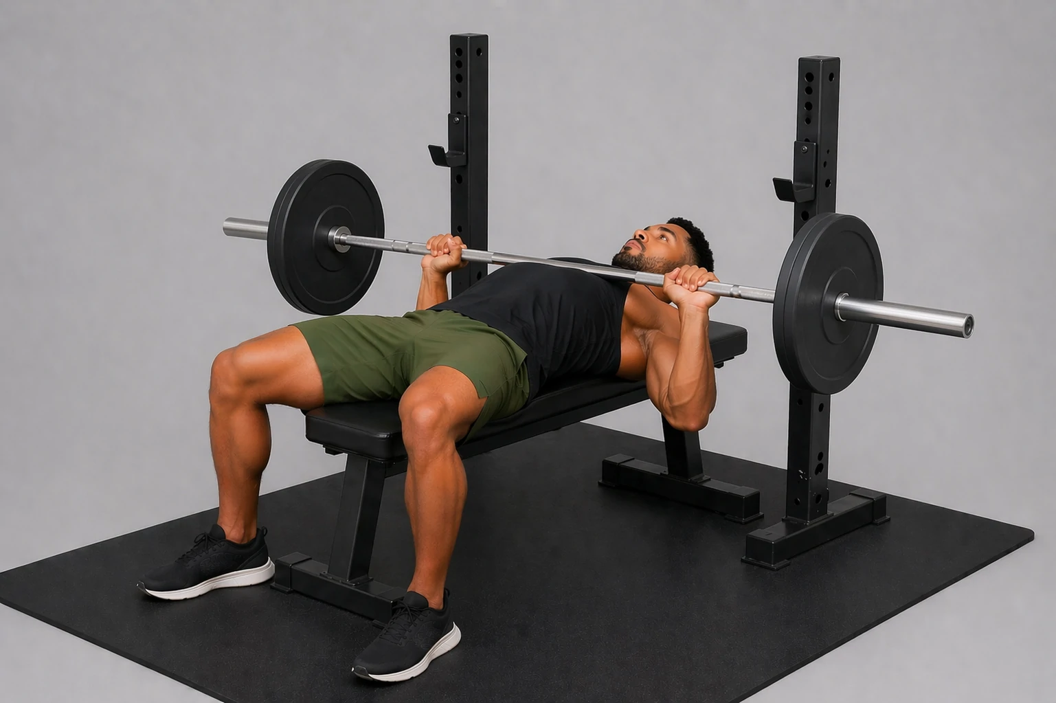 Barbell bench press lowered position