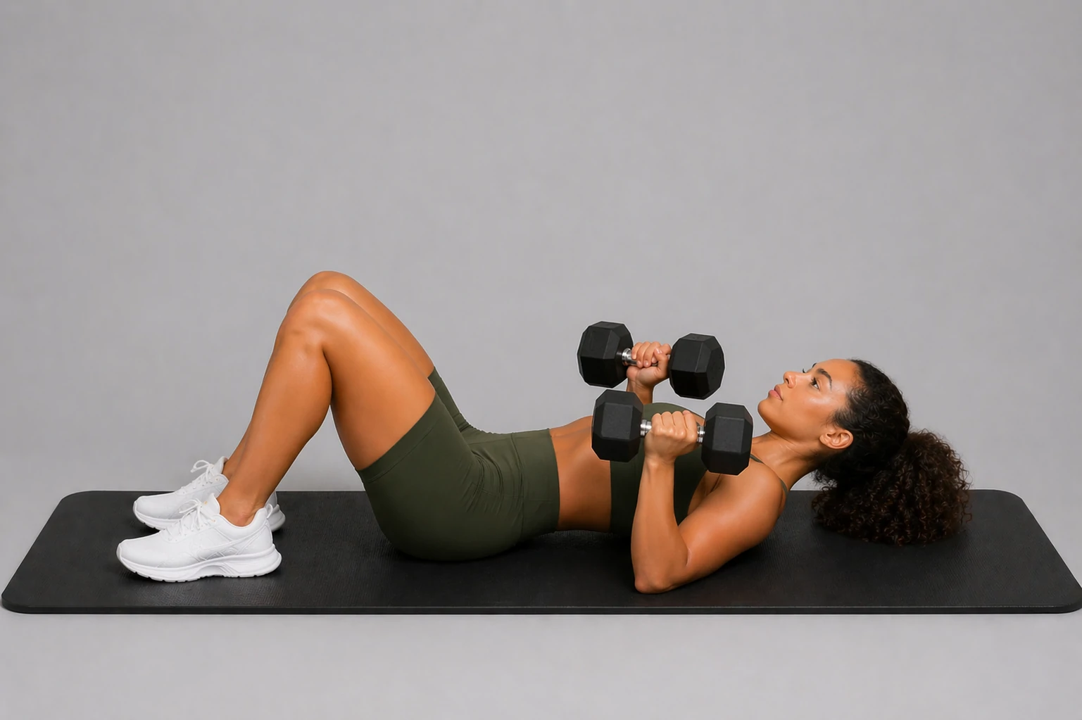 Floor dumbbell press start position