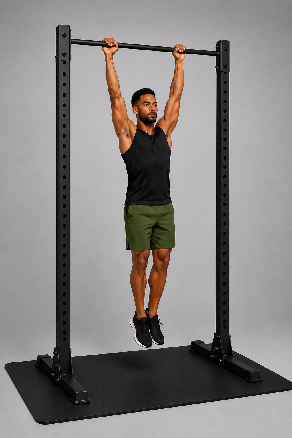 Pull-up start position hanging from the bar