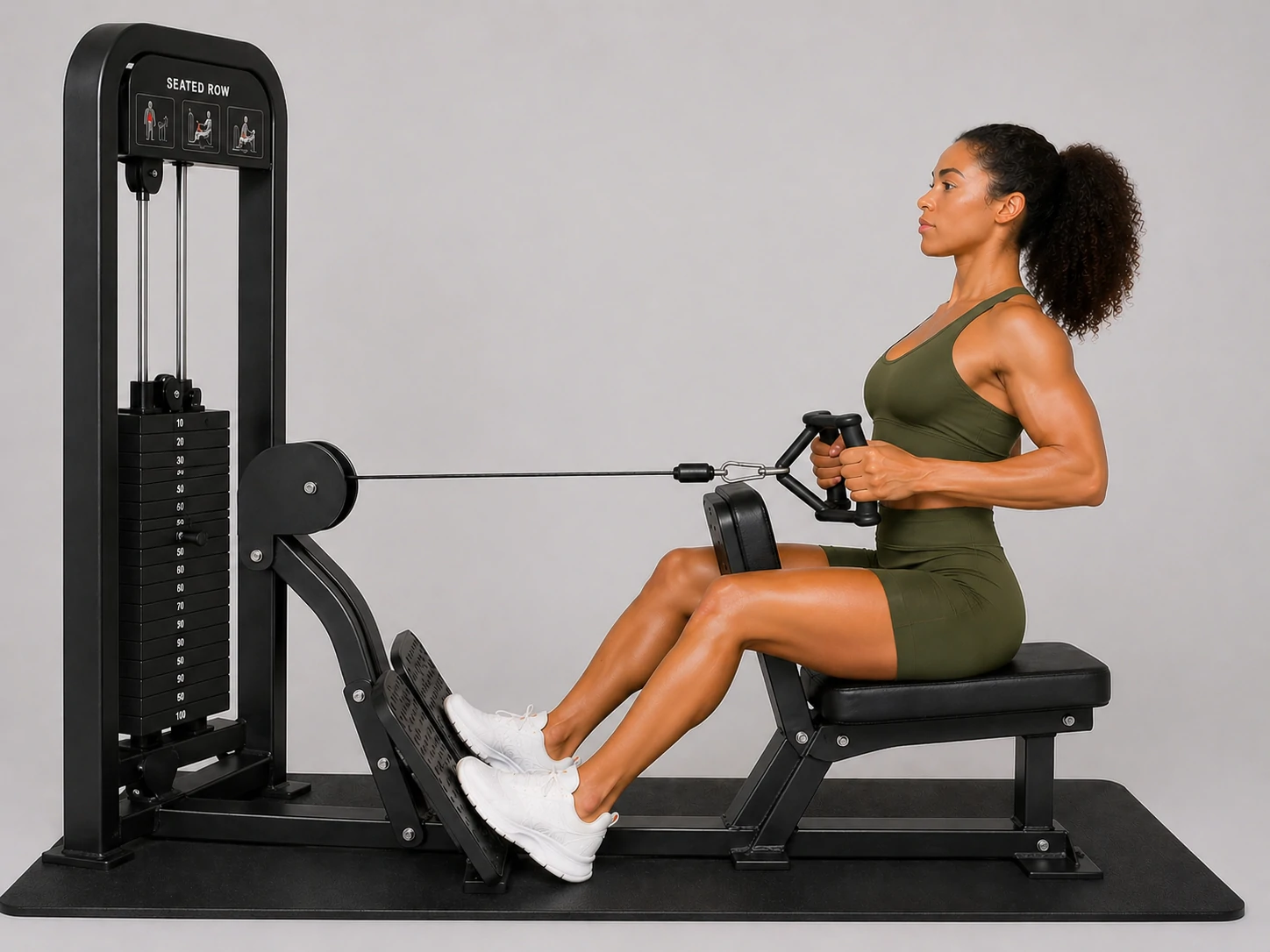 Seated row pulled position