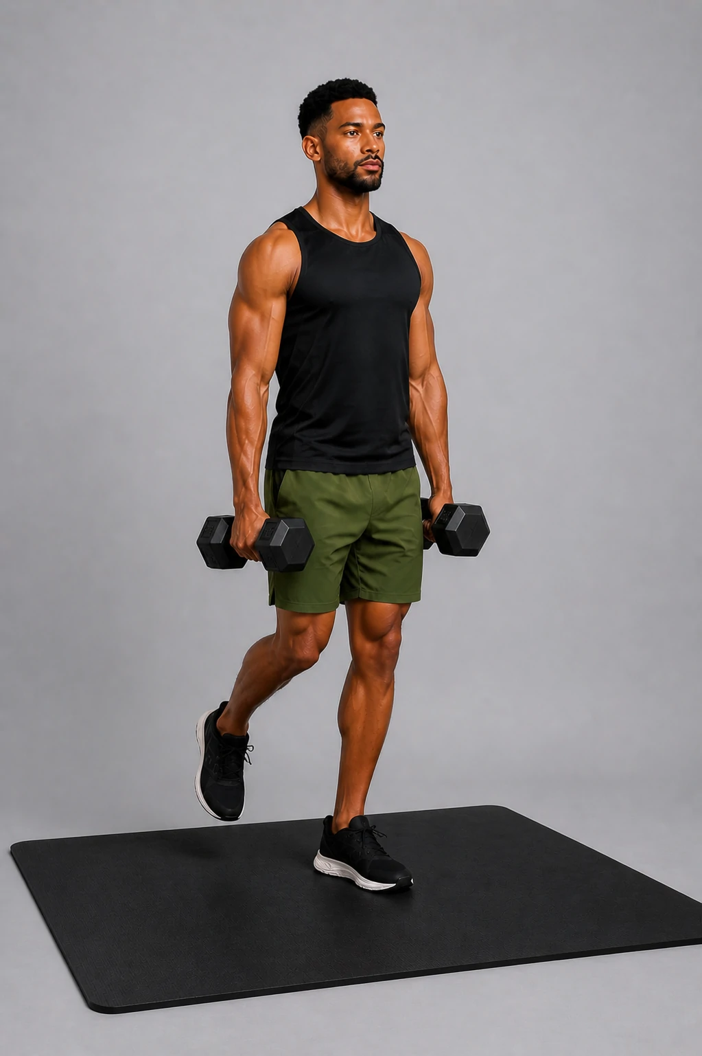 Single-leg Romanian deadlift start position standing on one leg