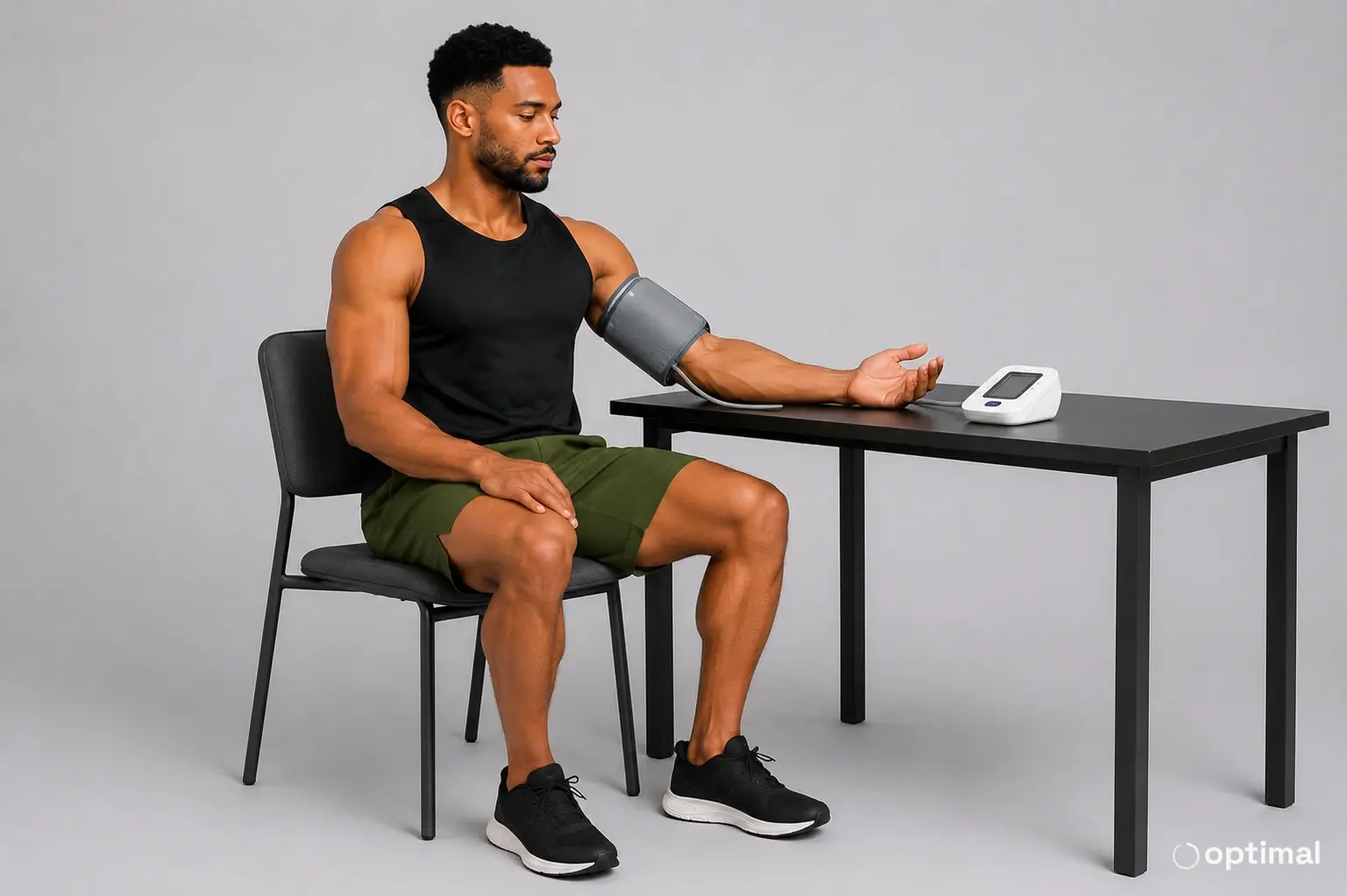 Measuring blood pressure while seated with the cuff on the upper arm